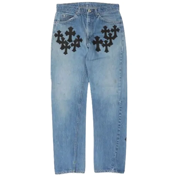 Blue Chrome Hearts Pants