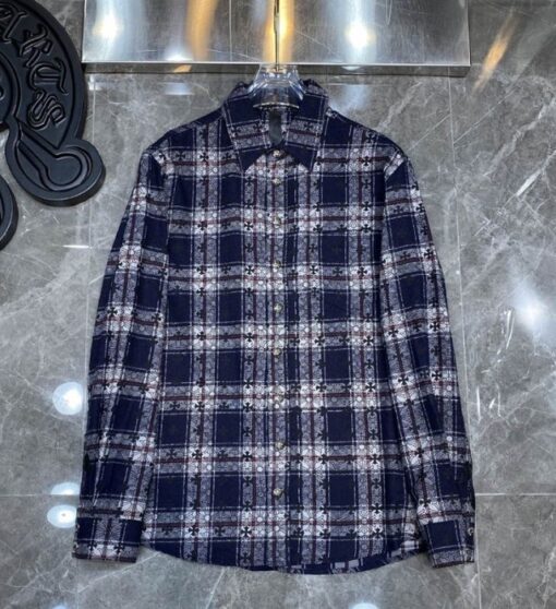 Chrome Hearts Blue Striped Casual Shirt