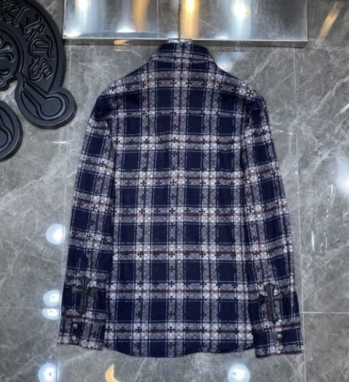 Chrome Hearts Blue Striped Casual Shirt