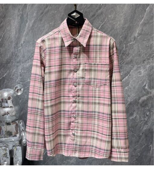 Chrome Hearts Pink Plaid Casual Shirt