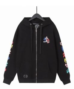 Chrome Hearts Colorful Cross Zip-Up Black Hoodie