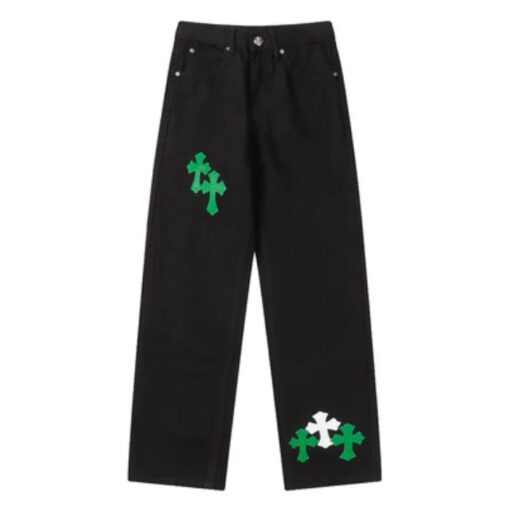 Chrome Hearts Cross Green White Patch Jeans