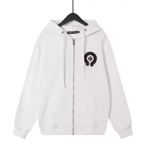 Chrome Hearts Cross White Zip Up Hoodie