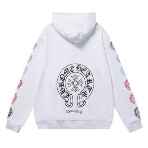 Chrome Hearts Floral Sleeve Zip Up White Hoodie